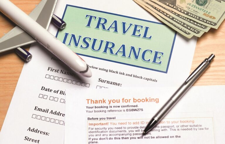 Close up of travel insurance form
