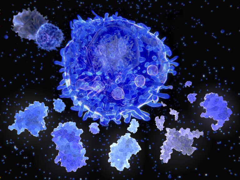 T helper cell and interleukin molecules, illustration