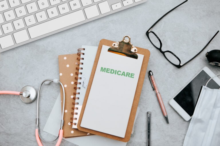 Stethoscope with medicare form with parts list.