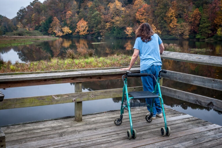 Handicapped lady on a fock