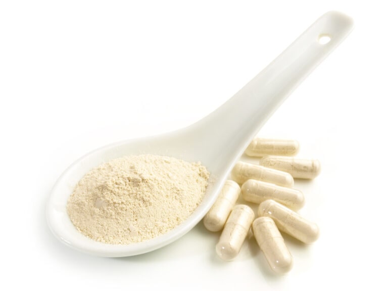 Beta Glucan with Capsules isolated on white Background