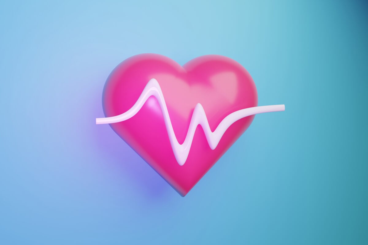 Low poly Heart with heartbeat