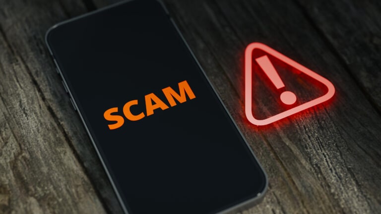 Concept of being scammed by cell phone.3d rendering