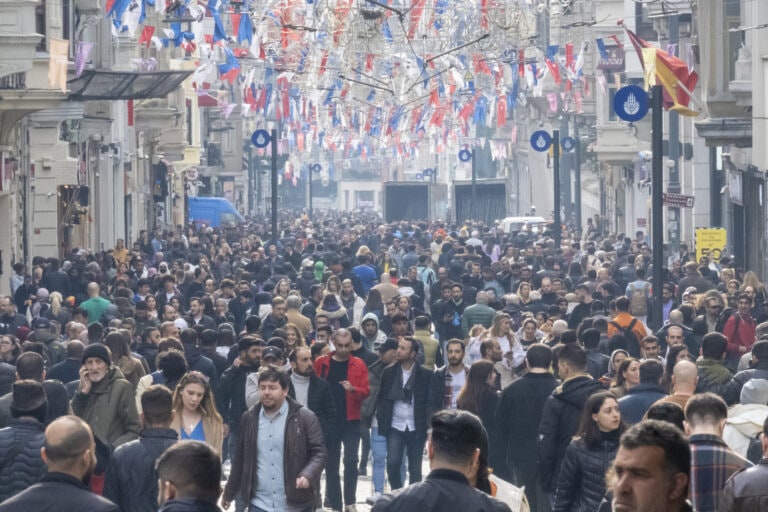 A very crowded Istiklal Avenue in Taksim. Istanbul