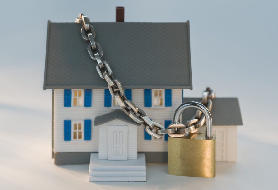 Model house locked with chain
