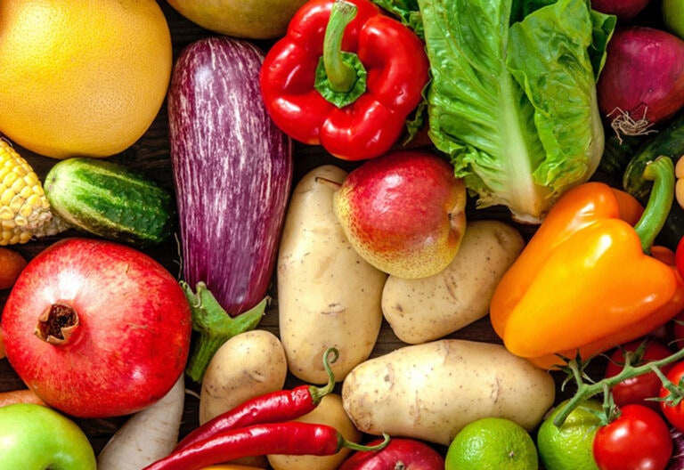 A pile of fruits and vegetables known to reduce inflammation in the body