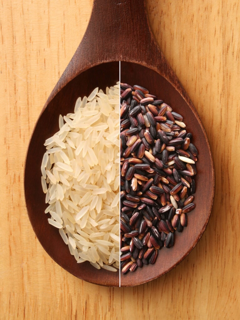 White and black rice composition